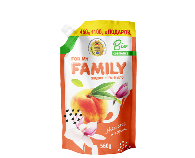 FOR MY FAMILY liquid cream soap with Magnolia and peach